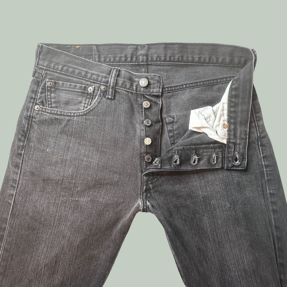 Levi's 501 Jeans Mens 33x32 Original Fit Black Button Fly Straight Leg Denim